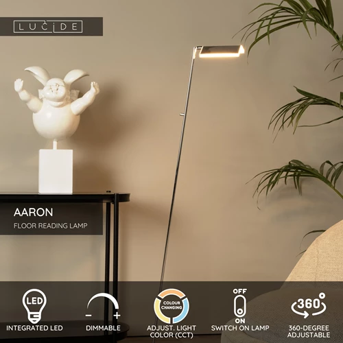 Lucide AARON - Floor reading lamp - LED Dim. - CCT - 1x12W 2700K/4000K - Matt Gold / Brass - USP